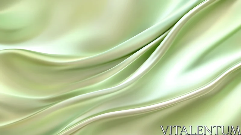 Soft green satin folds form continuous diagonal draped bands
