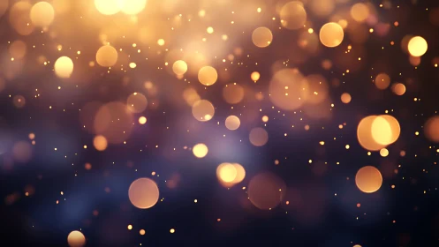 Golden bokeh lights drifting softly in a cozy twilight.