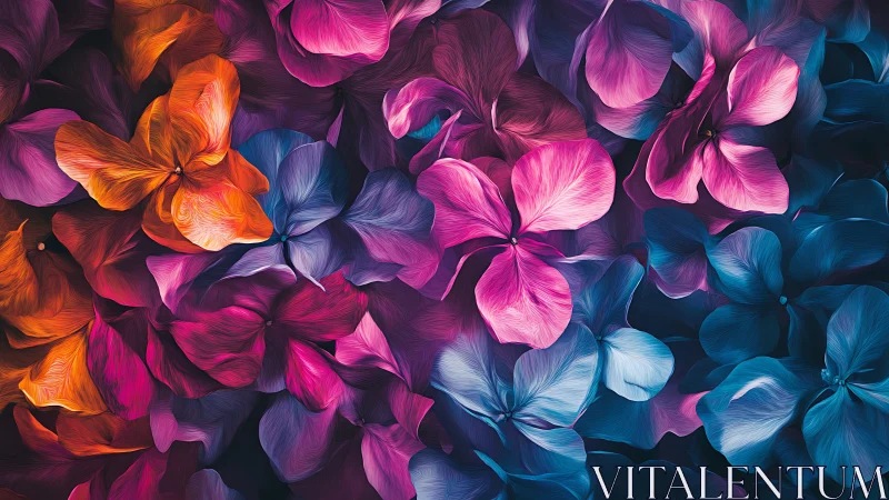 Chromatic Floral Composition: Multi-Hue Petals with Gradient Transitioning