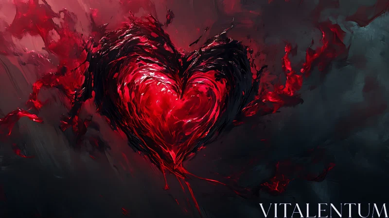 Burning Heart. Fiery Passion Erupts Against Darkness.