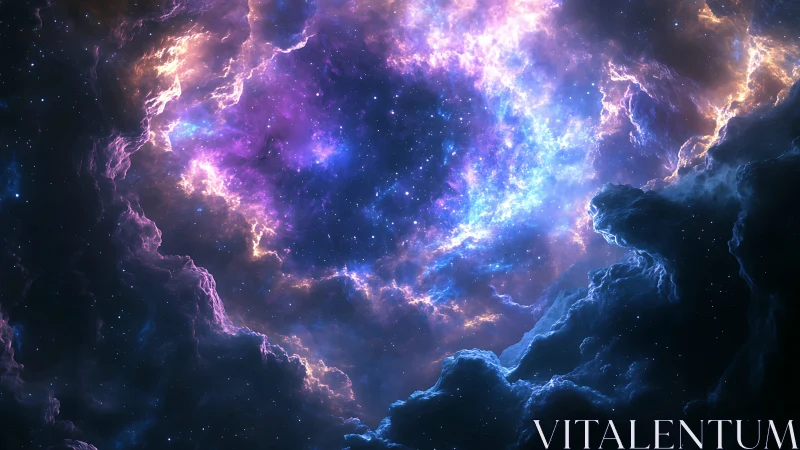 Nebula-like cosmic cloud formation with central light region.