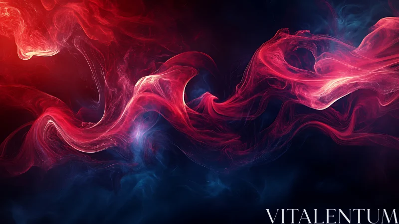 Crimson nebula ribbons swirling through midnight indigo void.