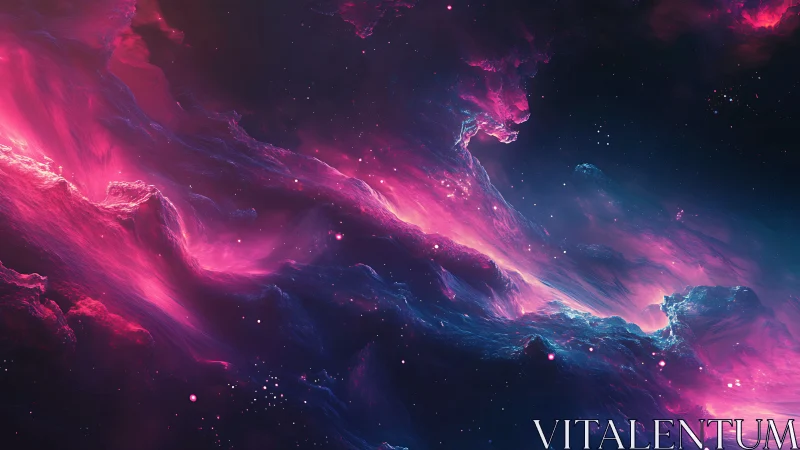 Radiant pink nebula surges through a deep cosmic void