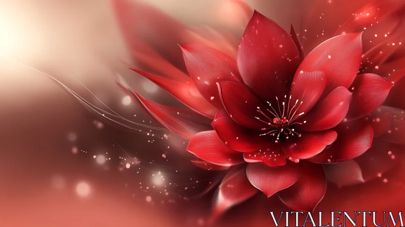 Luminescent Red Bloom with Particle Cascade.