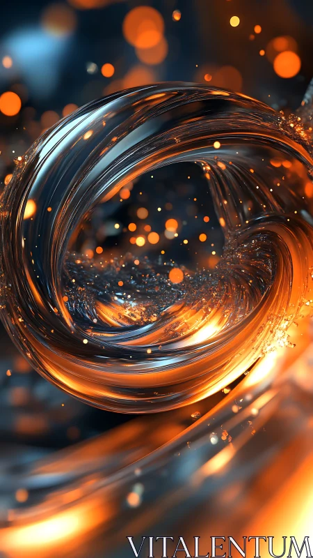 Molten light whirlwinds spiral through liquid chrome twilight.