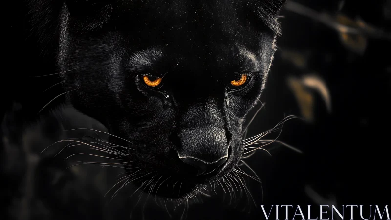 Black Panther's Golden Gaze Into the Night.
