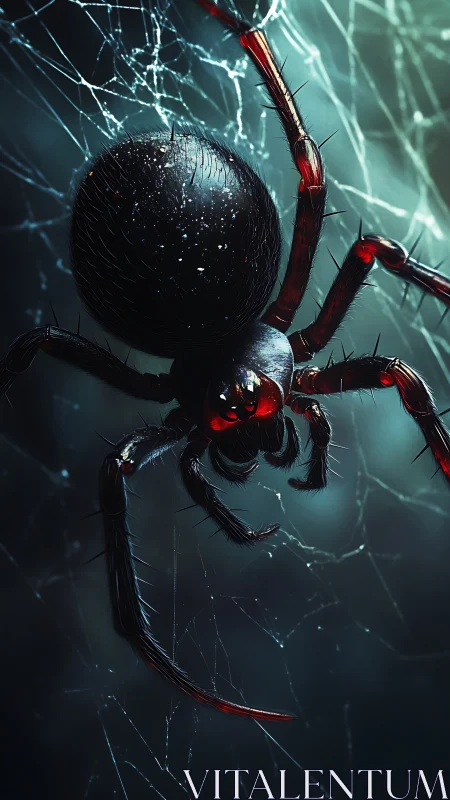 Midnight widow pirouettes through a frostbitten web stage