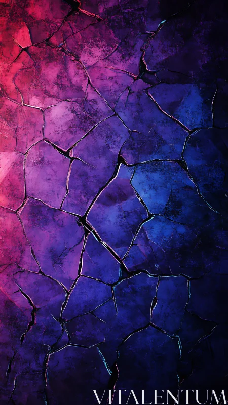 Cracked neon gradient texture with purple and blue light.