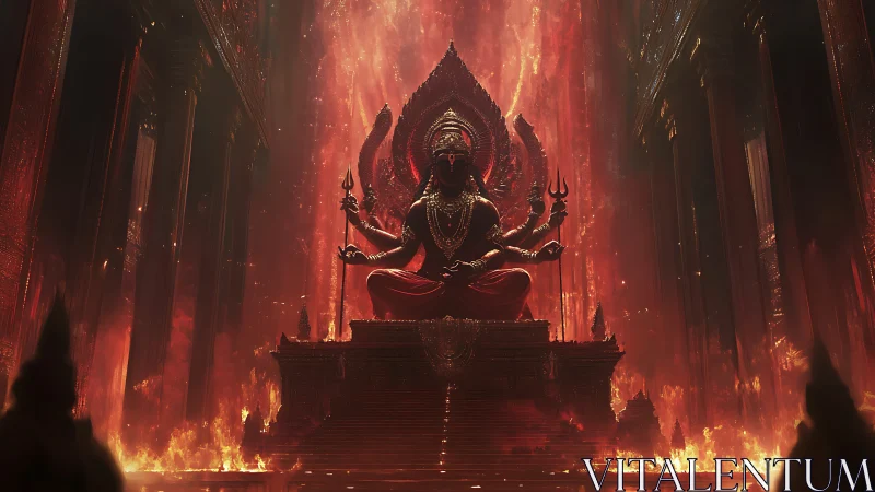 Fire-lit deity throne dominates a colossal infernal temple