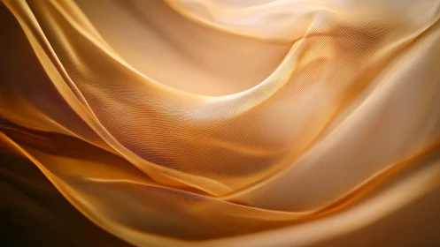 Golden translucent fabric folds in close detailed view.