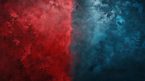 Red and blue textured abstract background split vertically.