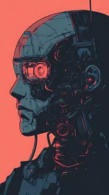 Neon sentinel in profile, etched with circuitry and quiet resolve.