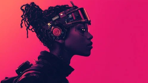 Cybernetic profile of augmented operator in neon gradient field.