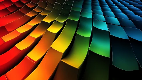 Chromatic tiles cascade like a digital rainbow river in motion