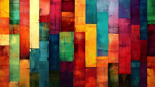 Vibrant Abstract Geometric Painting with Bold Color Blocks.