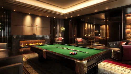 Velvet shadows cradle a billiards table ready for whispered bets