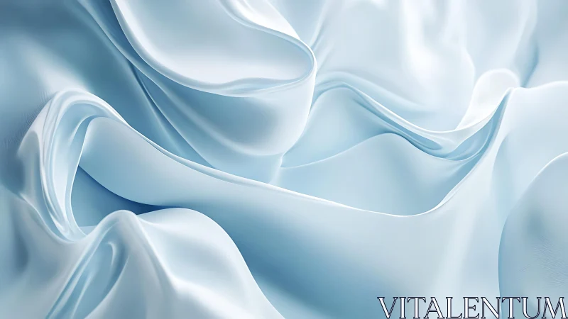 Soft Light Blue Silk Fabric with Gentle Folds, Abstract Style.
