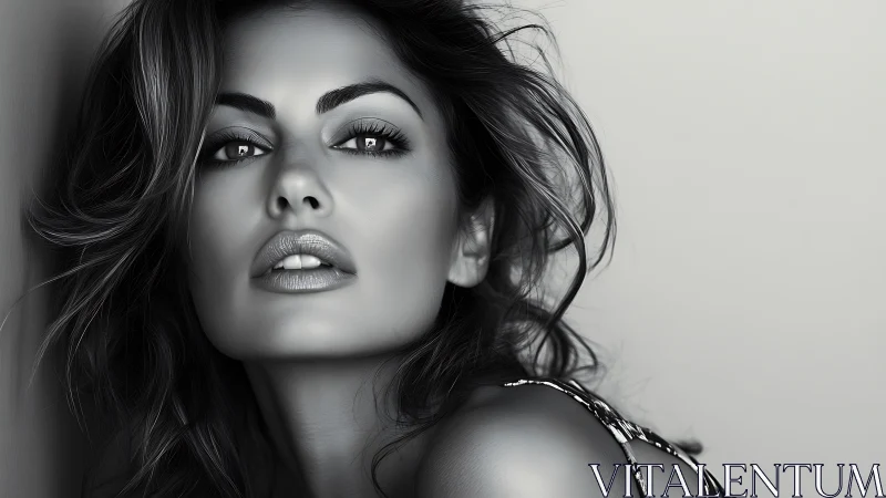Soft monochrome portrait of a soulful, confident gaze.
