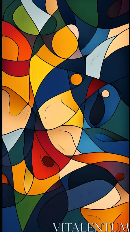 Curved geometric abstraction merges warm and cool color fields