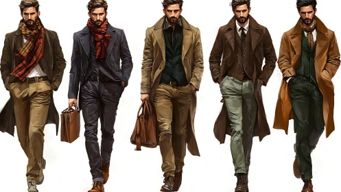 Charming city gents stride forward in rich autumn layers