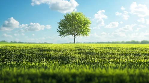 Solitary meadow guardian under a sparkling summer sky.