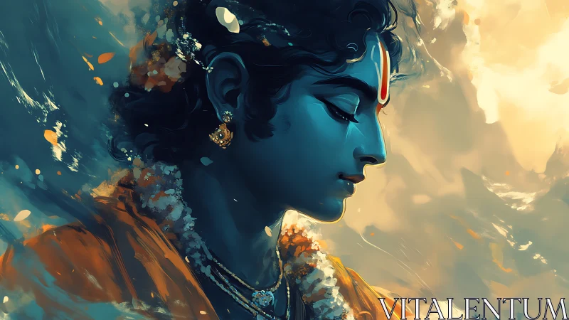 Blue-skinned figure in profile rendered in warm diffuse light