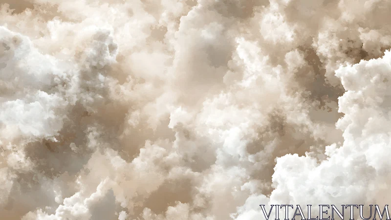 Soft cream clouds drift gently through a warm sky