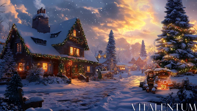 Winter village glows in lantern-lit snow and storybook starlight.