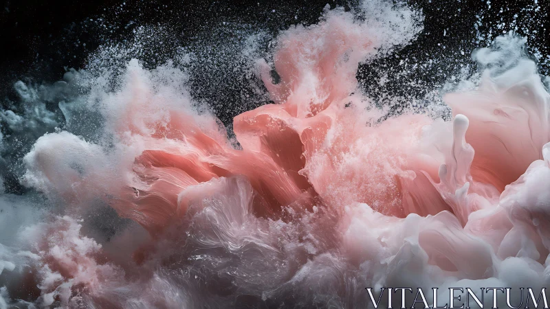 Abstract Pink and White Ink Splash in Motion, Modern Digital Art.