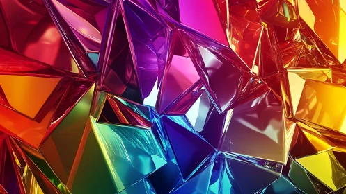 Colored refractive polygons form overlapping angular surfaces