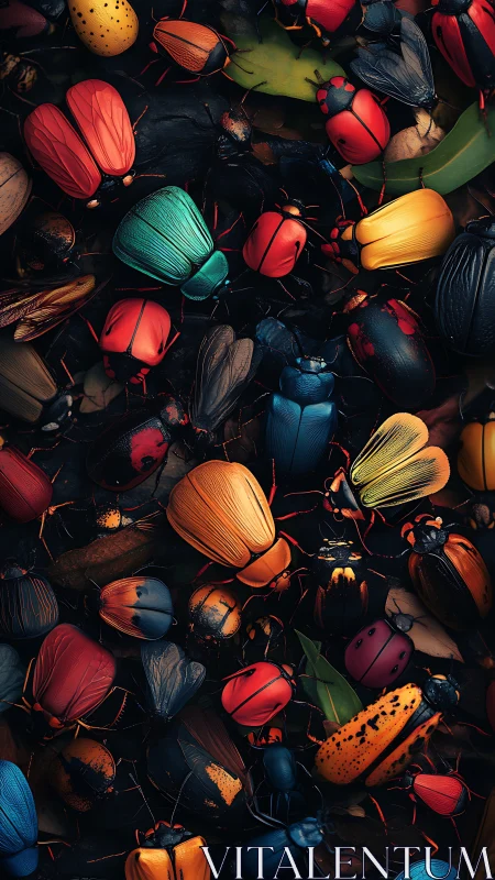 High-saturation macro study of diverse beetle carapaces