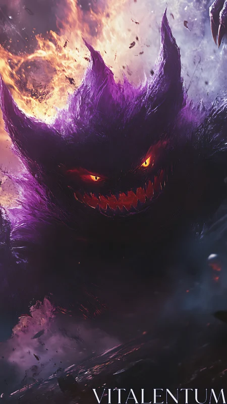 Digital painting of demonic specter in bifurcated flames.