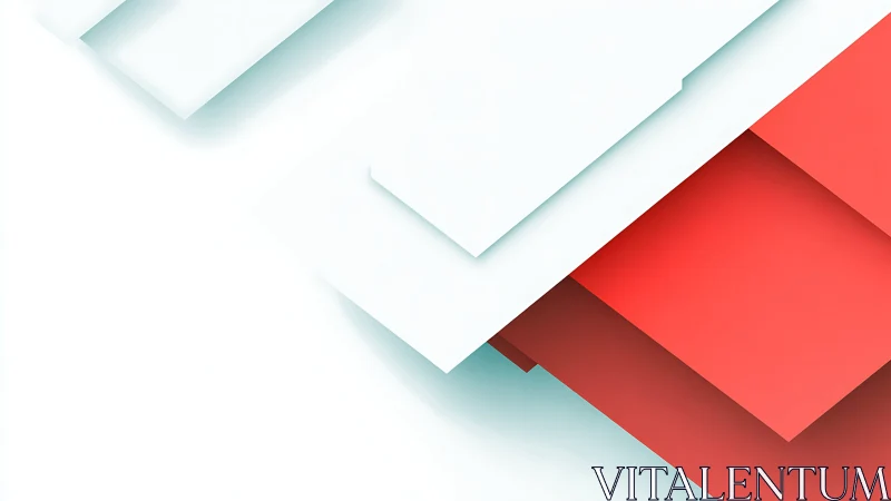 White and red geometric layers create clean abstract depth