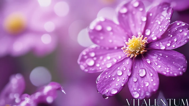 Violet Cosmos: Dewdrop Petals in Prismatic Bloom.