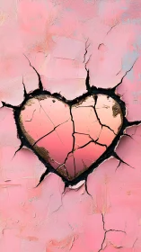 Thorned Heart Against Pink: Textured Surreal Canvas.