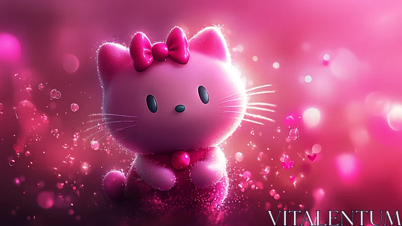Glowing Pink Hello Kitty Character in Magical Sparkle Effect.