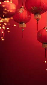 Red hanging lanterns occupy right side against red backdrop