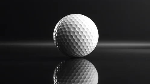 High-contrast golf ball render shows precise dimple topology