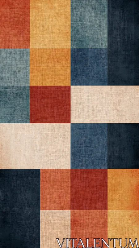 Geometric color blocks form a warm, textured modern grid