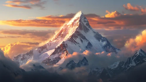 Golden sunset summit rising above glowing cloud seas.