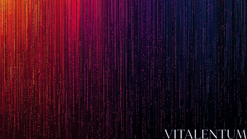 Futuristic Digital Code Rain in Neon Gradient on Dark Background.