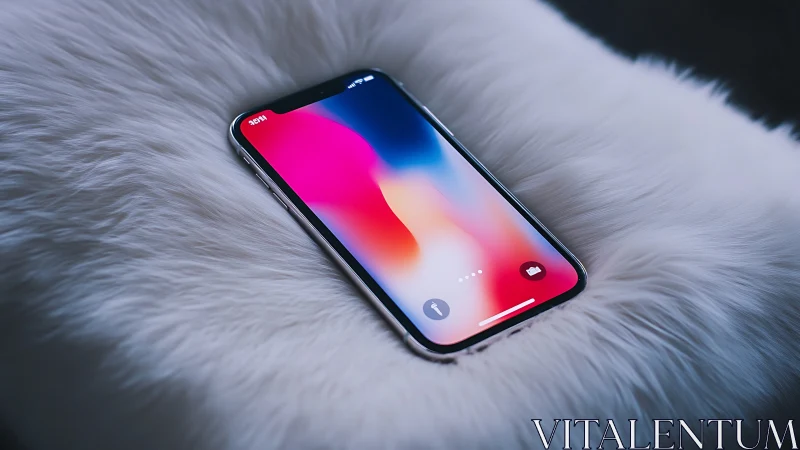 Modern Smartphone Nestled on Soft, Fluffy Textures.