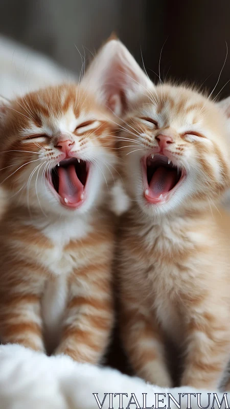 Two Adorable Kittens Yawning Together in Precious Harmony.
