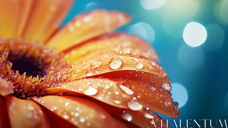 Orange Flower Petals Covered With Morning Dew Drops