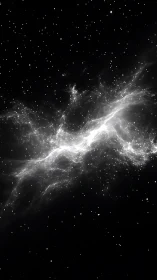 Monochrome nebular cloud extends across sparse star field