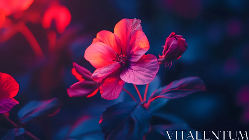 Neon Bloom Reverie: Flowers Bathed in Electric Twilight.