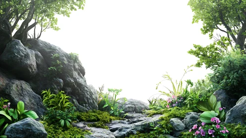 Stone Cathedral Whispers Through Verdant Garden Pathways