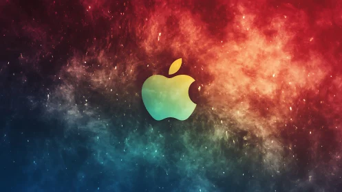 Nebula swirls crown a glowing apple silhouette in space