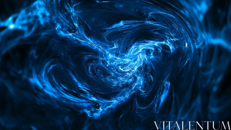 Turbulent blue plasma vortex with swirling luminescent filaments