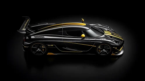 Sleek black and yellow hypercar glows with bold racing energy